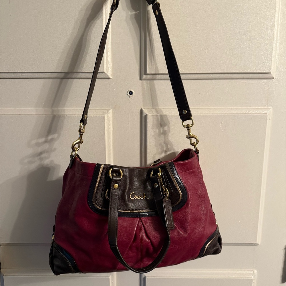 Coach Red and Brown Shoulder Bag - Picture 2 of 13